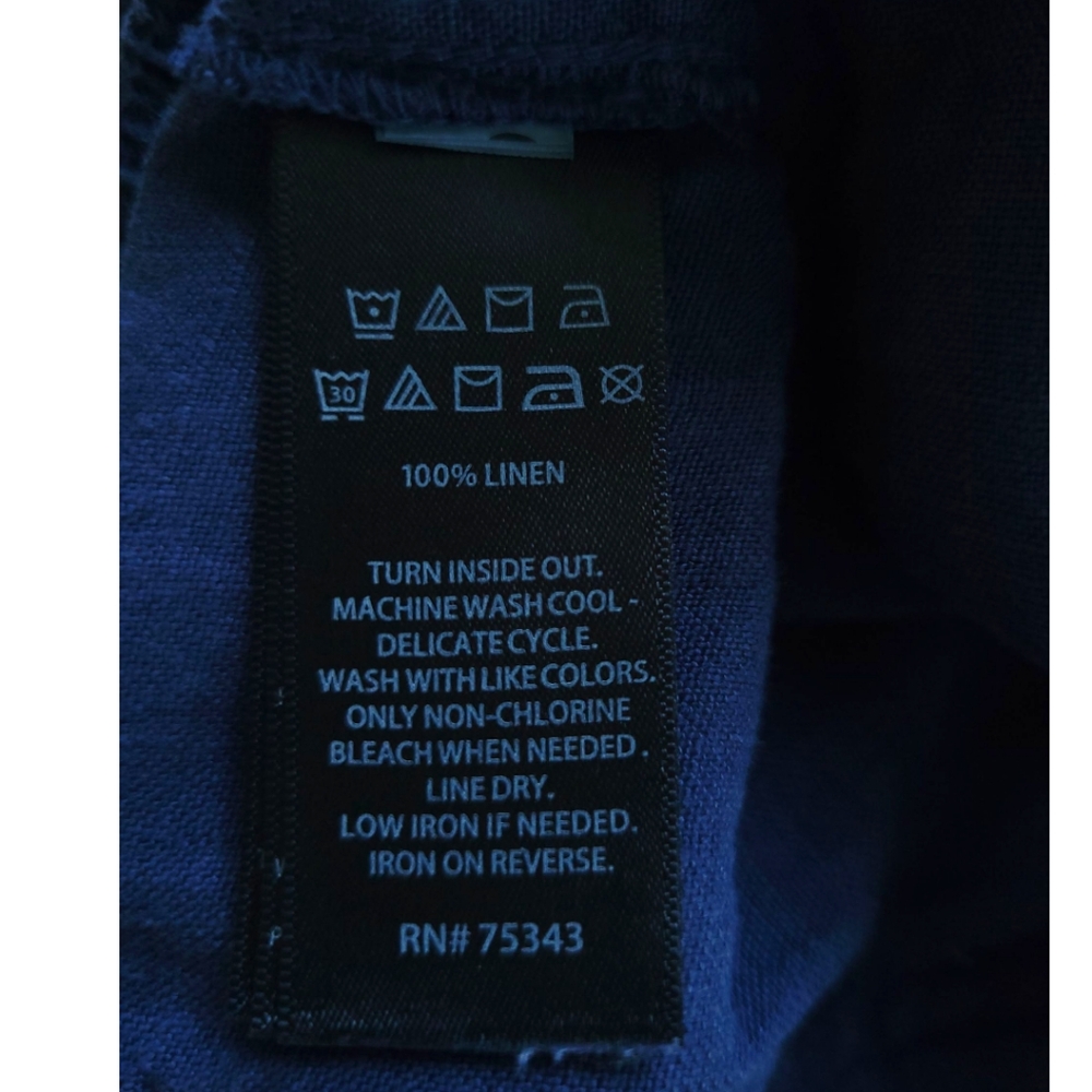 Nicole Miller Navy Linen Cargo Jogger Pants S Drawstring Utility Coastal - Picture 10 of 11